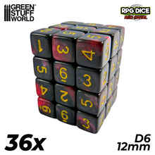 Load image into Gallery viewer, 36x D6 12mm Dice - Red Swirl
