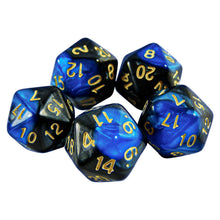 Load image into Gallery viewer, 5x D20 20mm Dice - Blue Swirl
