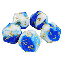 Load image into Gallery viewer, 5x D20 20mm Dice - Blue White
