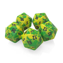 Load image into Gallery viewer, 5x D20 20mm Dice - Lime Swirl

