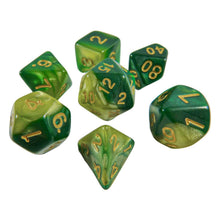 Load image into Gallery viewer, 7x Mix 16mm Dice - Green Swirl
