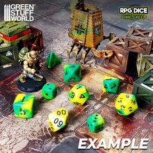 Load image into Gallery viewer, 7x Mix 16mm Dice - Lime Swirl
