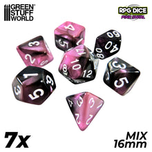 Load image into Gallery viewer, 7x Mix 16mm Dice - Pink Swirl
