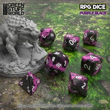 Load image into Gallery viewer, 7x Mix 16mm Dice - Purple Black
