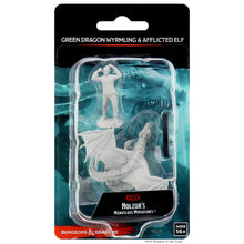 Load image into Gallery viewer, D&amp;D Nolzur's Marvelous Miniatures - Green Dragon Wyrmling &amp; Afflicted Elf
